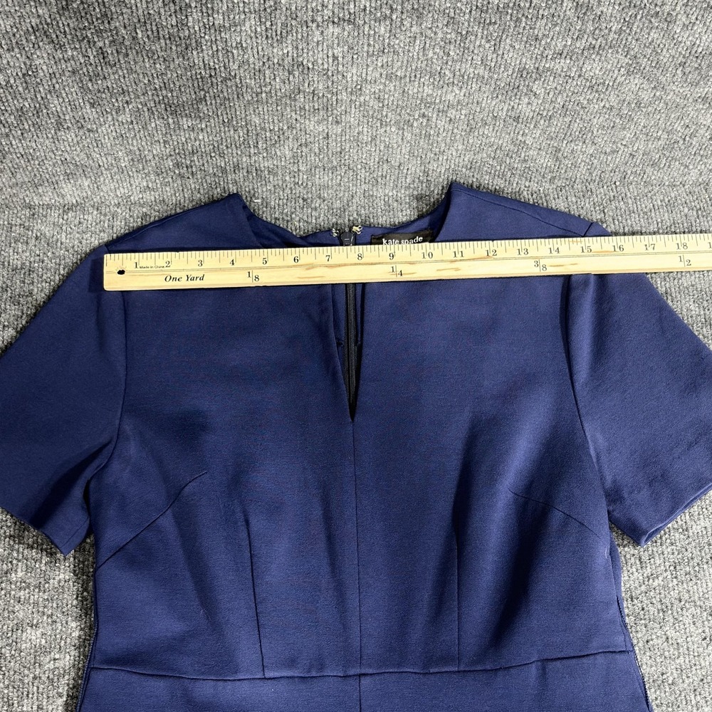 Kate Spade Jumpsuit Womens Small Navy Blue Short Sleeve Wide Leg Dressy - Picture 5 of 16